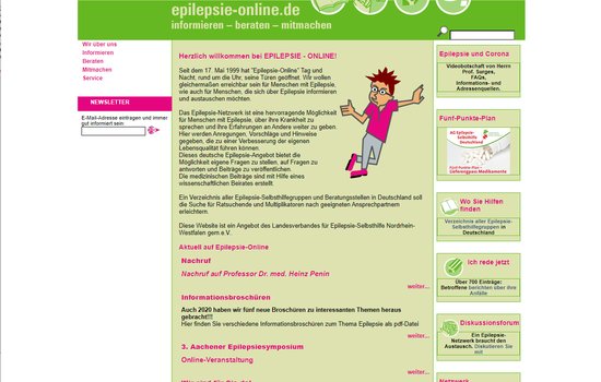 Ein Screenshot der alten Website.